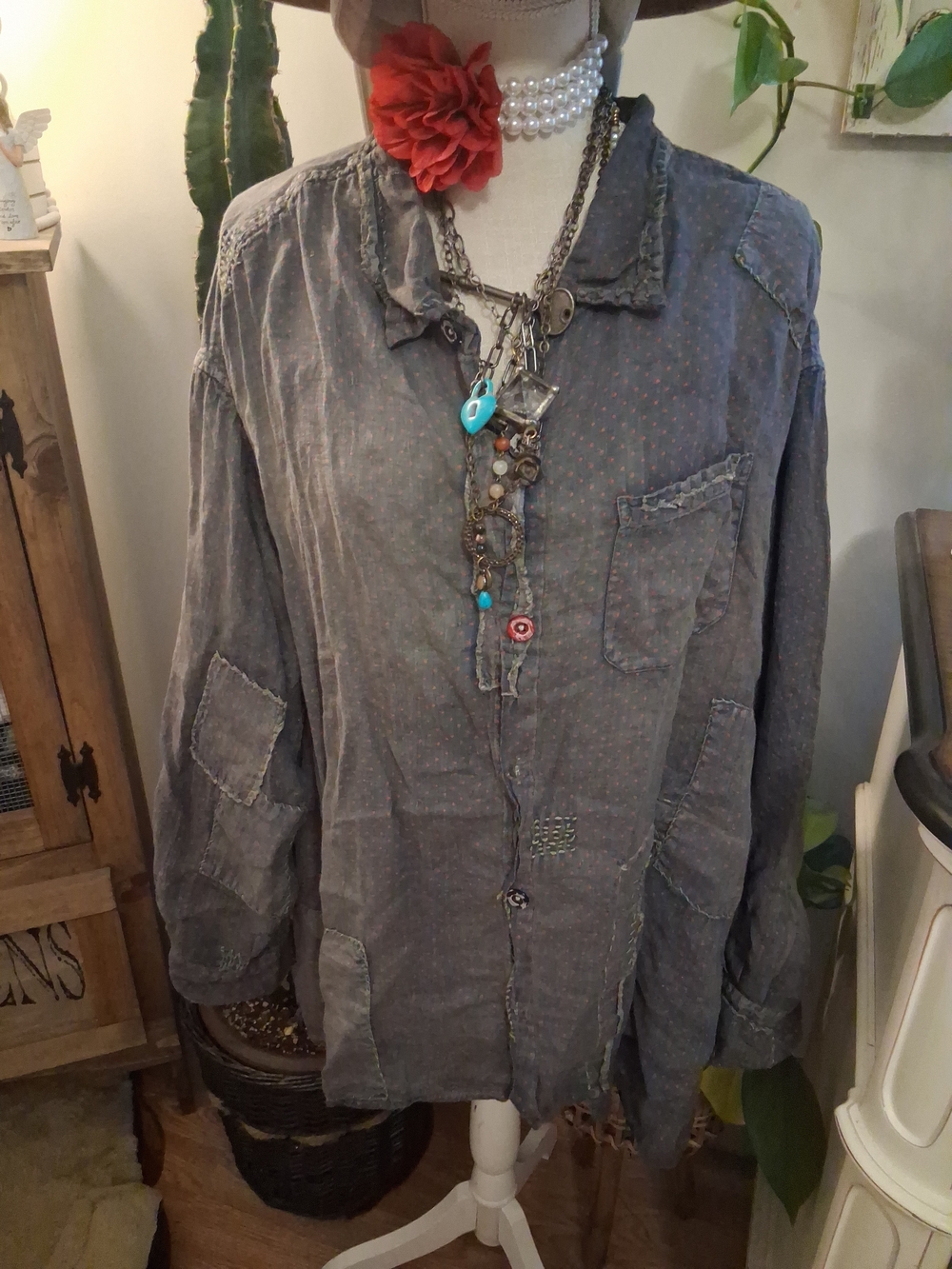 Magnolia Pearl Washed Gray Adison Button-Down Shirt